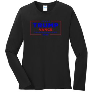 Trump Vance 2024 Brick Wall Texture Ladies Long Sleeve Shirt