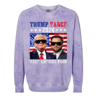 Trump Vance 2024 Take America Back American Flag Colorblast Crewneck Sweatshirt