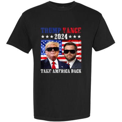 Trump Vance 2024 Take America Back American Flag Garment-Dyed Heavyweight T-Shirt