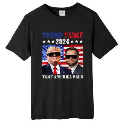 Trump Vance 2024 Take America Back American Flag Tall Fusion ChromaSoft Performance T-Shirt