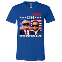 Trump Vance 2024 Take America Back American Flag V-Neck T-Shirt