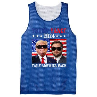 Trump Vance 2024 Take America Back American Flag Mesh Reversible Basketball Jersey Tank