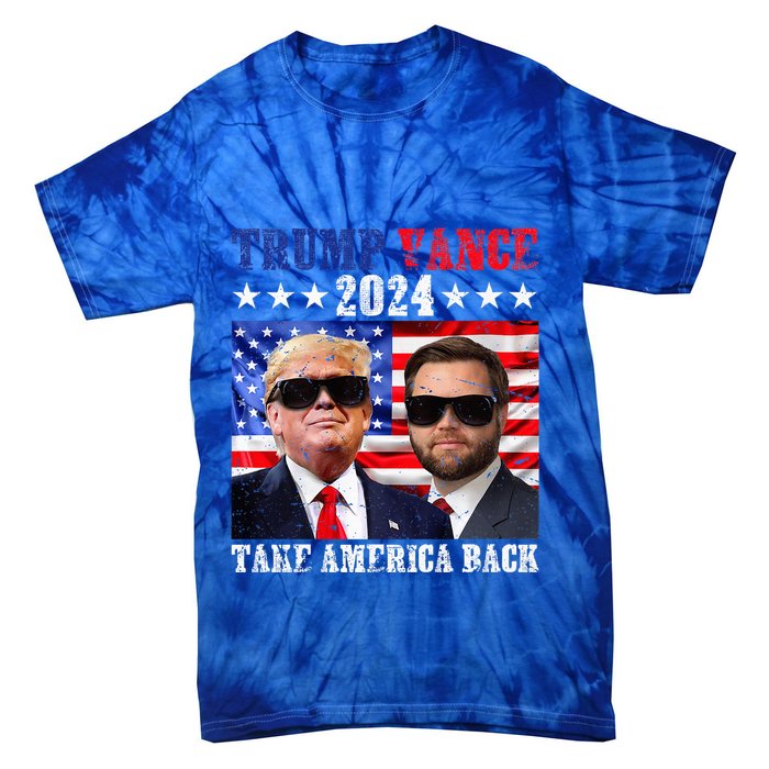 Trump Vance 2024 Take America Back American Flag Tie-Dye T-Shirt