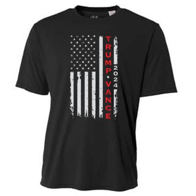 Trump Vance 2024 Vintage Subdued Vertical Flag Cooling Performance Crew T-Shirt