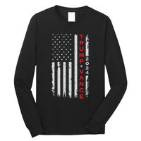 Trump Vance 2024 Vintage Subdued Vertical Flag Long Sleeve Shirt