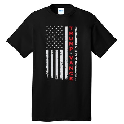 Trump Vance 2024 Vintage Subdued Vertical Flag Tall T-Shirt