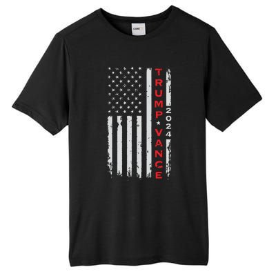 Trump Vance 2024 Vintage Subdued Vertical Flag Tall Fusion ChromaSoft Performance T-Shirt