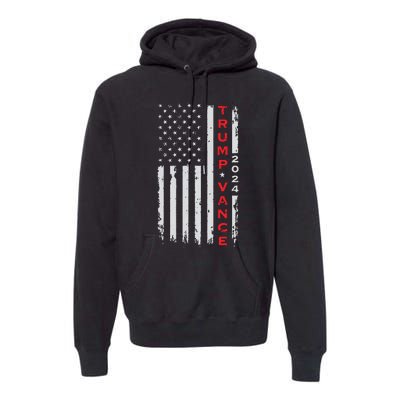 Trump Vance 2024 Vintage Subdued Vertical Flag Premium Hoodie