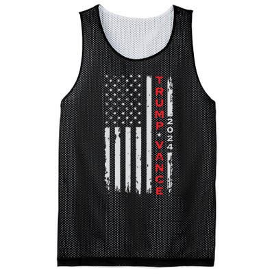 Trump Vance 2024 Vintage Subdued Vertical Flag Mesh Reversible Basketball Jersey Tank