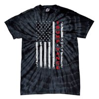 Trump Vance 2024 Vintage Subdued Vertical Flag Tie-Dye T-Shirt