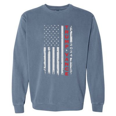 Trump Vance 2024 Vintage Subdued Vertical Flag Garment-Dyed Sweatshirt