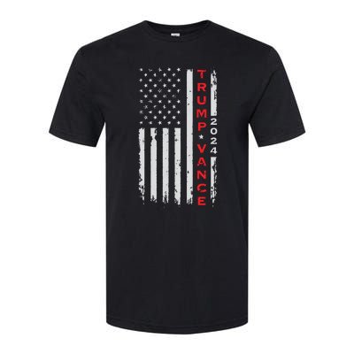 Trump Vance 2024 Vintage Subdued Vertical Flag Softstyle CVC T-Shirt