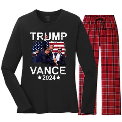 Trump Vance 2024 President Trump Supporter Re Election Women's Long Sleeve Flannel Pajama Set 