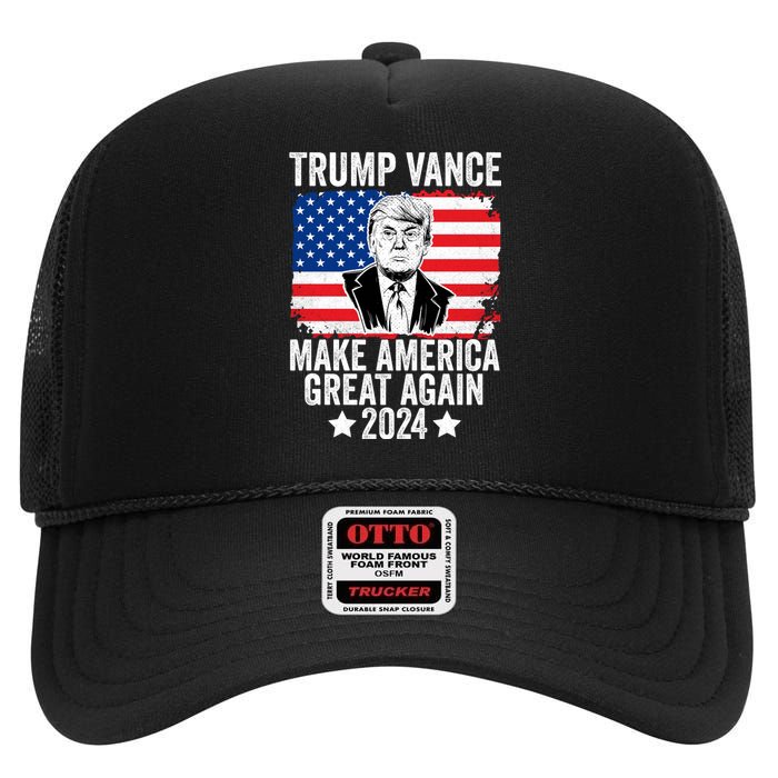 Trump Vance 2024 Make America Great Again Trump 2024 High Crown Mesh Back Trucker Hat