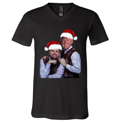 Trump Vance 2024 Brothers Santa Funny Trump Vance Christmas V-Neck T-Shirt