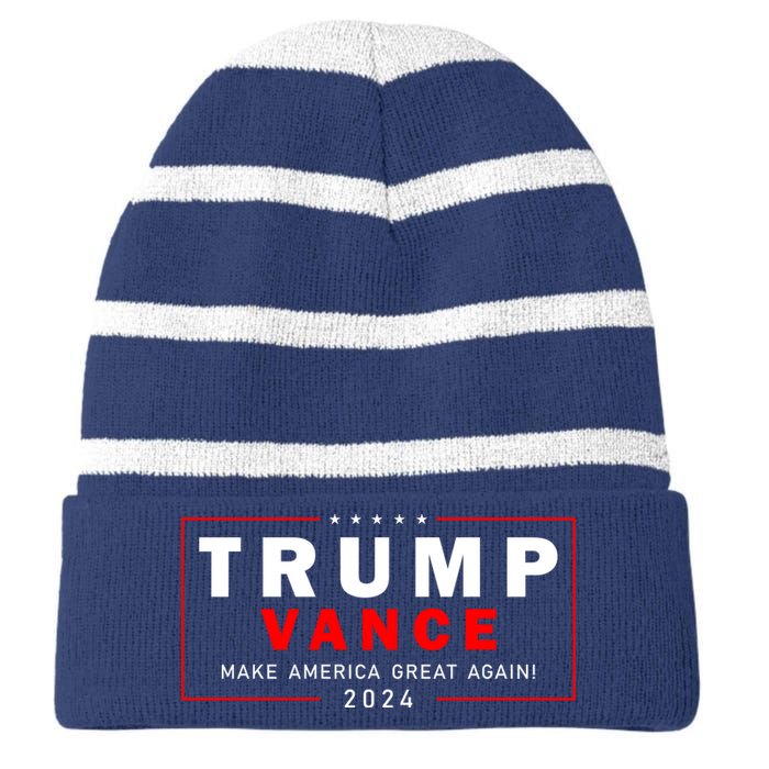 Trump Vance 2024 Make America Great Again Maga President Striped Beanie with Solid Band