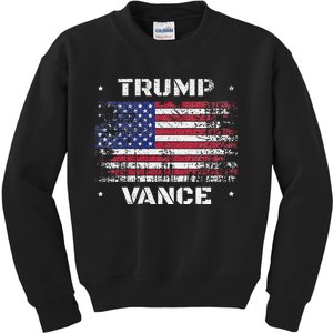 Trump Vance 2024 Distressed Us Flag Election President 2024 Kids Sweatshirt