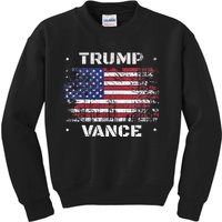 Trump Vance 2024 Distressed Us Flag Election President 2024 Kids Sweatshirt