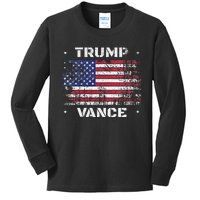 Trump Vance 2024 Distressed Us Flag Election President 2024 Kids Long Sleeve Shirt