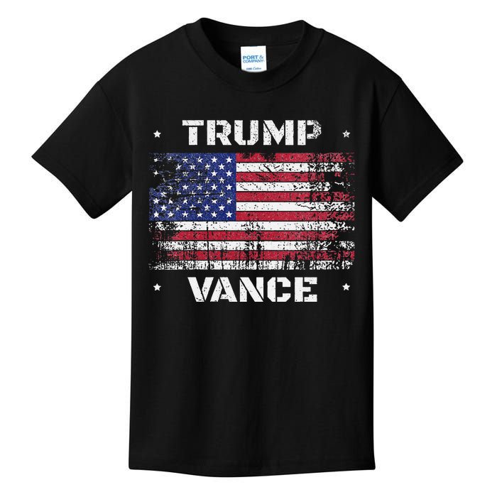 Trump Vance 2024 Distressed Us Flag Election President 2024 Kids T-Shirt