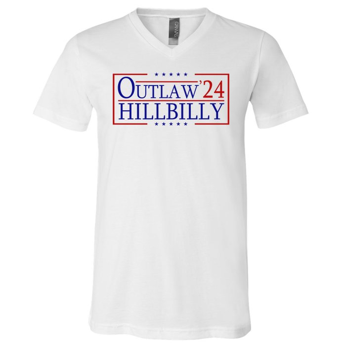 Trump Vance 24 Outlaw Hillbilly Us Flag Vintage V-Neck T-Shirt