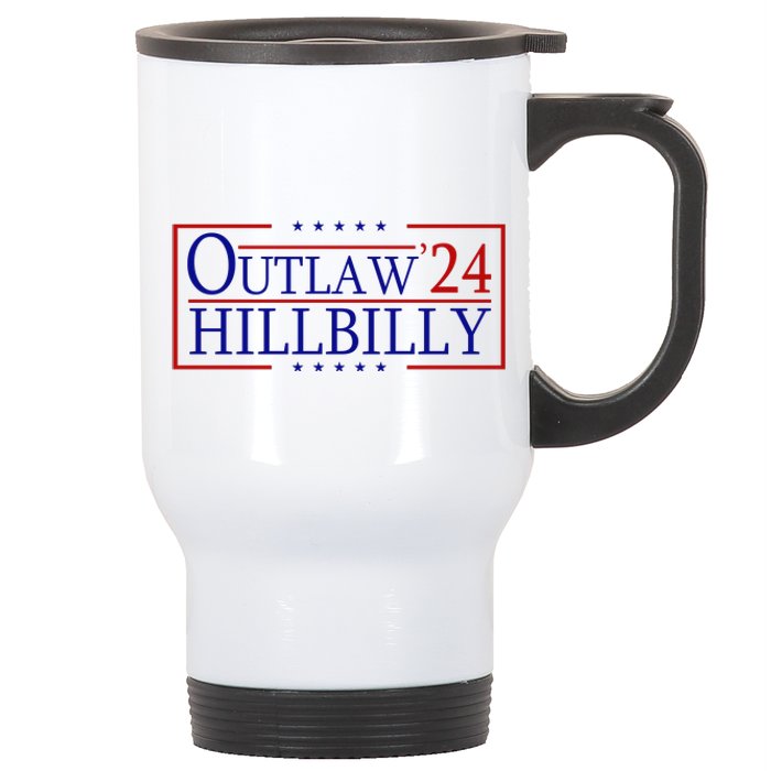 Trump Vance 24 Outlaw Hillbilly Us Flag Vintage Stainless Steel Travel Mug