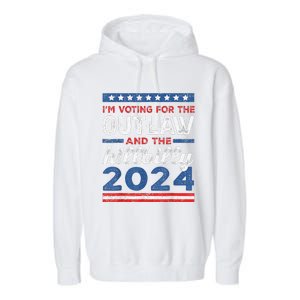 Trump Vance 2024 Donald Trump J.D. Vance Outlaw Hillbilly Garment-Dyed Fleece Hoodie