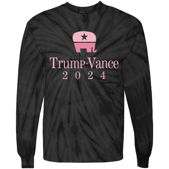 Trump Vance 2024 Elephant Jd Vance Donald Trump Women Tie-Dye Long Sleeve Shirt