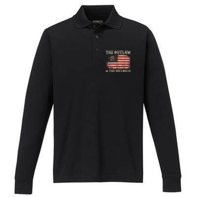 Trump Vance 2024 Donald Trump J D Vance Outlaw And Hillbilly Gift Performance Long Sleeve Polo