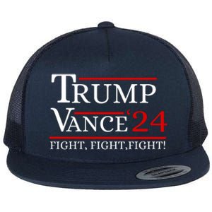 Trump Vance 24 Trump Fight Flat Bill Trucker Hat