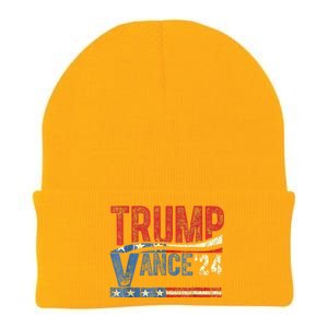 Trump Vance 2024 Retro Stripe Trump Jd Vance Knit Cap Winter Beanie