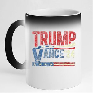 Trump Vance 2024 Retro Stripe Trump Jd Vance 11oz Black Color Changing Mug