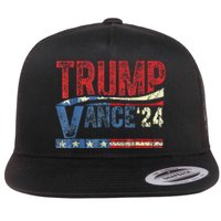 Trump Vance 2024 Retro Stripe Trump Jd Vance Flat Bill Trucker Hat