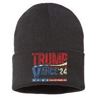 Trump Vance 2024 Retro Stripe Trump Jd Vance Sustainable Knit Beanie