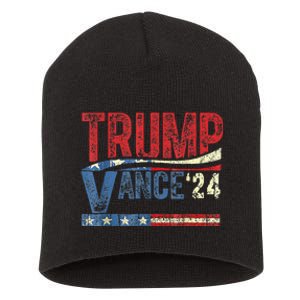 Trump Vance 2024 Retro Stripe Trump Jd Vance Short Acrylic Beanie