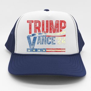 Trump Vance 2024 Retro Stripe Trump Jd Vance Trucker Hat