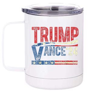 Trump Vance 2024 Retro Stripe Trump Jd Vance 12 oz Stainless Steel Tumbler Cup