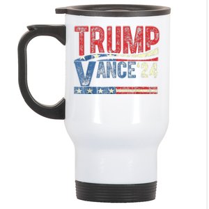 Trump Vance 2024 Retro Stripe Trump Jd Vance Stainless Steel Travel Mug