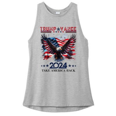 Trump Vance 2024 Take America Back Eagle Flag Ladies PosiCharge Tri-Blend Wicking Tank