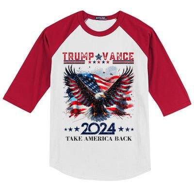 Trump Vance 2024 Take America Back Eagle Flag Kids Colorblock Raglan Jersey