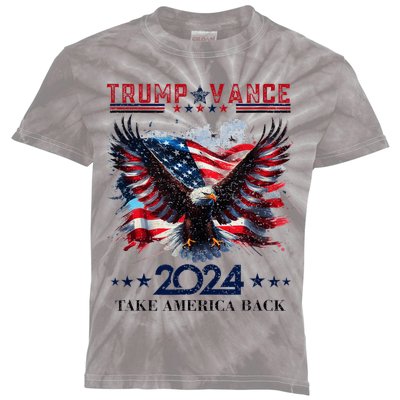 Trump Vance 2024 Take America Back Eagle Flag Kids Tie-Dye T-Shirt