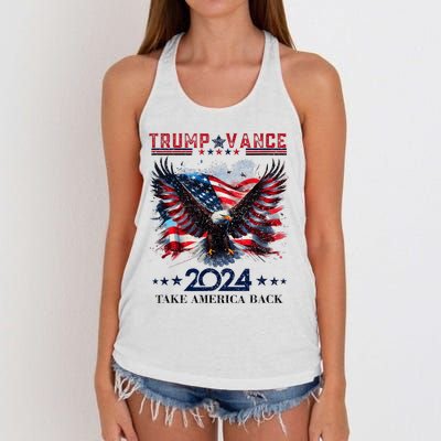 Trump Vance 2024 Take America Back Eagle Flag Women's Knotted Racerback Tank