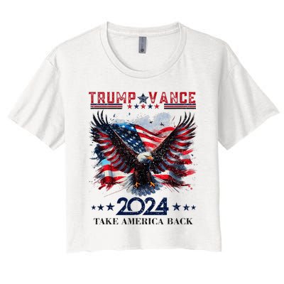 Trump Vance 2024 Take America Back Eagle Flag Women's Crop Top Tee