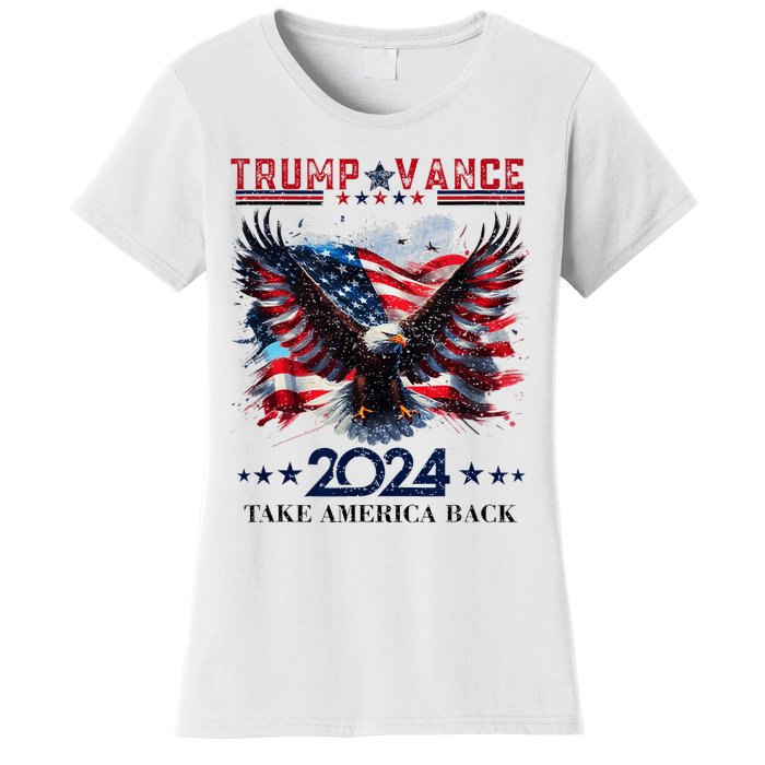 Trump Vance 2024 Take America Back Eagle Flag Women's T-Shirt