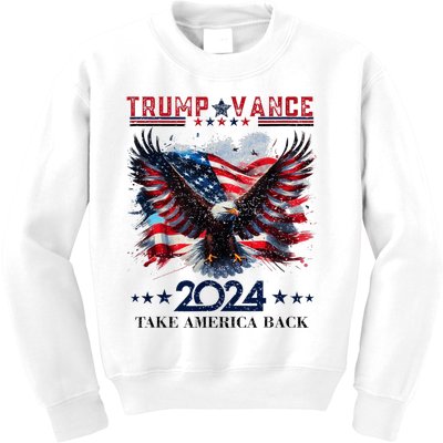 Trump Vance 2024 Take America Back Eagle Flag Kids Sweatshirt