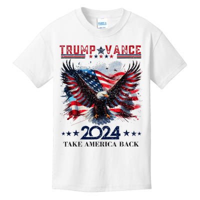 Trump Vance 2024 Take America Back Eagle Flag Kids T-Shirt