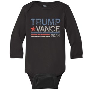 Trump Vance 2024 Retro Stripe Trump Jd Vance Baby Long Sleeve Bodysuit