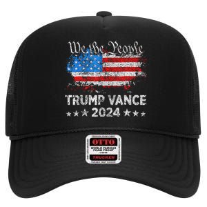 Trump Vance 2024 President Trump Supporter Reelection High Crown Mesh Back Trucker Hat