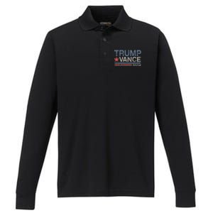 Trump Vance 2024 Retro Stripe Trump Jd Vance Gift Performance Long Sleeve Polo