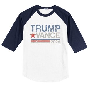 Trump Vance 2024 Retro Stripe Trump Jd Vance Gift Baseball Sleeve Shirt